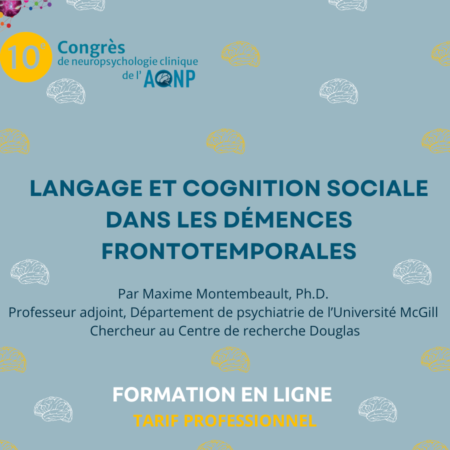 Langage et cognition sociale dans les demences frontotemporales - Tarif professionnel