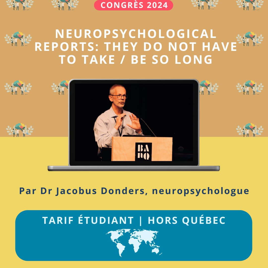 NEUROPSYCHOLOGICAL REPORTS - Tarif étudiant (HQ)
